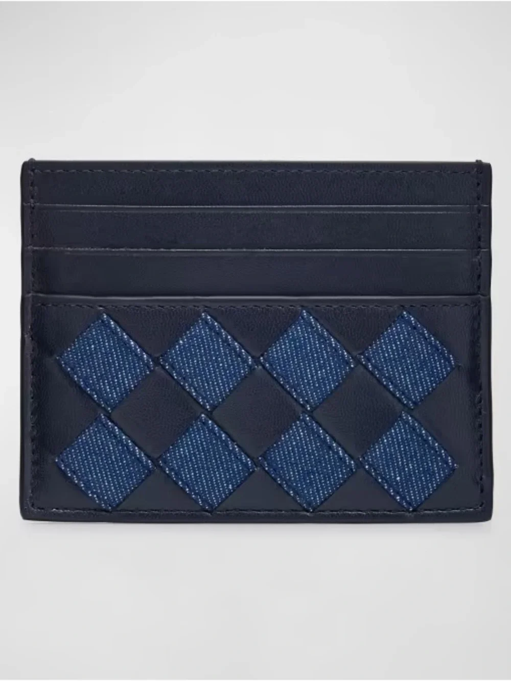 Bottega Veneta Intrecciato Denim Leather Card Case (Abyss Indigo)